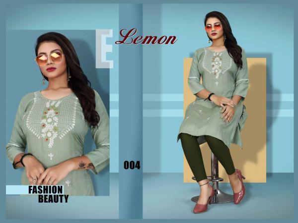 Trendy Lemon Rayon Designer Kurti Collection